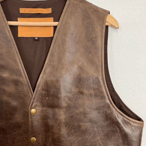 Coronado Laredo Concealed Carry Brown Leather Snap Button Vest Men's Size 46 - Picture 6 of 9